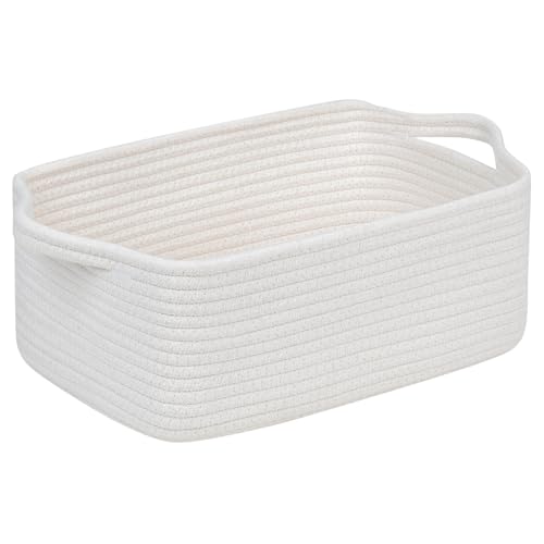 CubesLand Cute and Durable Small Cotton Rope Basket for Organizing, Woven Closet Storage Bin,Shelves Closet Storage Baske...