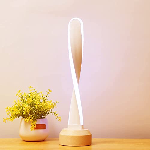 LONRISWAY Modern Wooden RGB Table Lamp with 7 Color-Changing Lights, Natural Beech Bedside Lamp for Bedroom, Living Room, ...