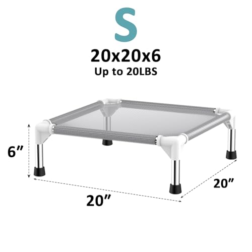 Elevated Dog Bed with Teslin Cooling Fabric - Lightweight Dog Cot for Small Dogs, Waterproof & Washable Breathable Mesh, R...