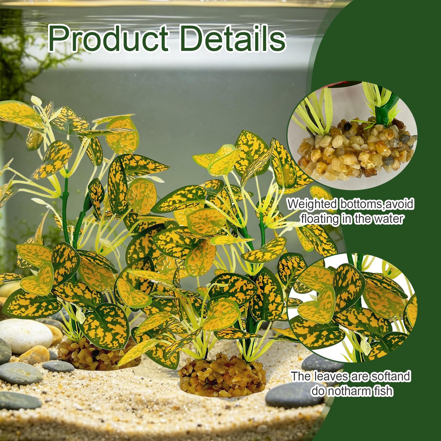 Silk Aquarium Plants 2-Pack, 8.6-inch Artificial Aquarium Silk Plants -  Simulated Fish Habitat Decor, Safe Silk Plants For Aquariums Fish Fishbowl