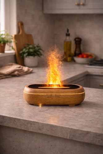 AquaAura Flame Diffuser – Flame Effect Essential Oil Diffuser & Humidifier, 160ml Aromatherapy Diffuser with 7 LED Colors,...