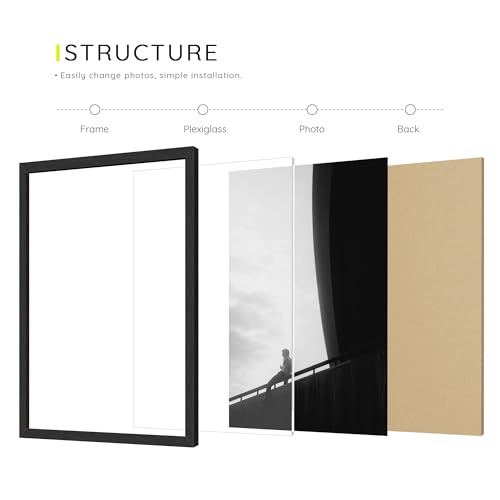 Picrit 8x10 Picture Frame Set of 12, Wall Gallery Photo Frames without Mat, Multi Photo Display for Home Decor, Black Wood...