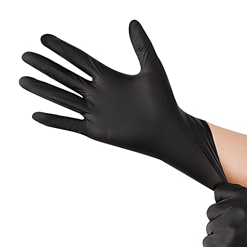 YOTU Black Disposable Nitrile Latex & Powder Free 6-Mil Gloves 100 Count, Textured, Mechanic Wearing, Cleaning, Food Black...