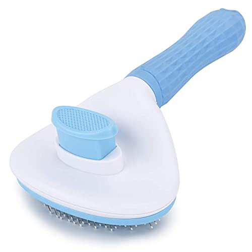 Depets Self Cleaning Slicker Brush, Dog Cat Bunny Pet Grooming Shedding Brush - Easy to Remove Loose Undercoat, Pet Massag...