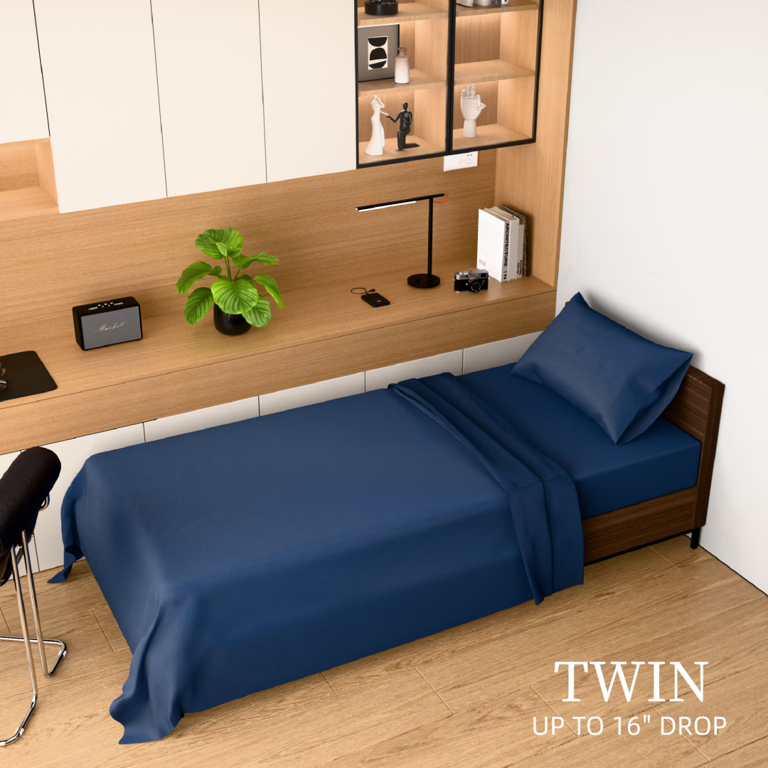 Bedding Twin Bed Sheets Set - 3 Piece Bedding - Brushed Microfiber - Shrinkage And Fade Resistant - Easy Care -Twin, Navy Blue