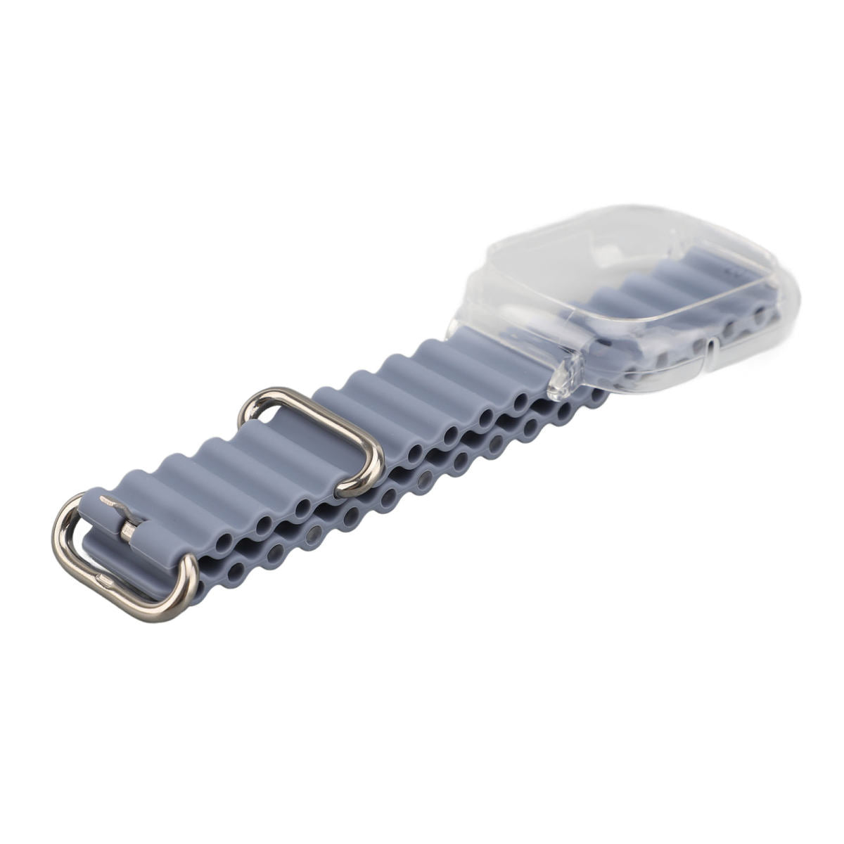 Silicone Replacement Wristband For Watch 4 With Transparent PC Frame Soft Adjustable Quick Release Smart Watch Strap Lavender Purple