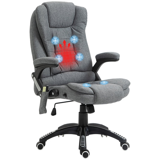 Bürostuhl  Massagesessel Mit Wärmefunktion, Ergonomischer Chefsessel, Höhenverstellbarer Drehstuhl, Gamingstuhl Mit Massage, Dunkelgrau, 68 X 72 X 110–120 Cm
