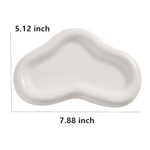 Maxsirui Ceramic Jewelry Tray Ring Dish, White Cloud Perfume Dish Key Bowl, Entryway Bathroom Room Decor Aesthetic, Birthd...