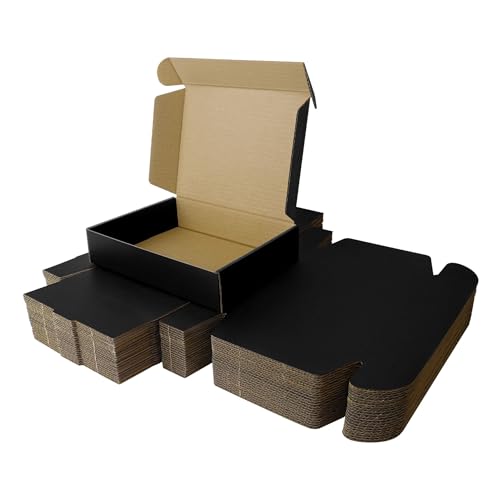 Corrugated Shipping Box Mailers, Black Folding Mailer Boxes for E-commerce Orders, Easy Assemble Shipping Cartons, small b...