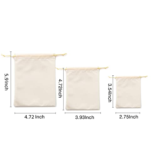 YoungJewl 25Pcs Velvet Jewelry Bags With Drawstring Beige Pouches Gift Bags for Wedding Favors Party Christmas Candy Bags(...