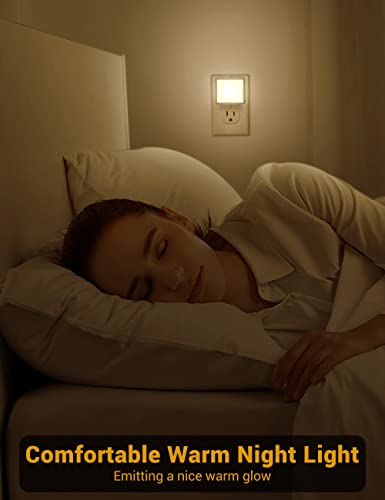 JandCase Night Lights Plug into Wall 2 Pack, Plug in Night Light with Dusk-to-Dawn Light Sensor, 3000K Soft White 0.3W, LE...