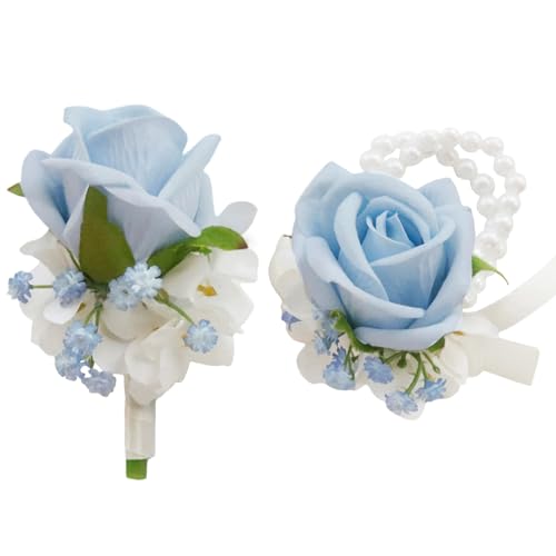 MAFELOE Boutonniere Corsage Set, Artificial Flowers Accessories for Wedding Prom Party Homecoming Celebration Suit Decorat...