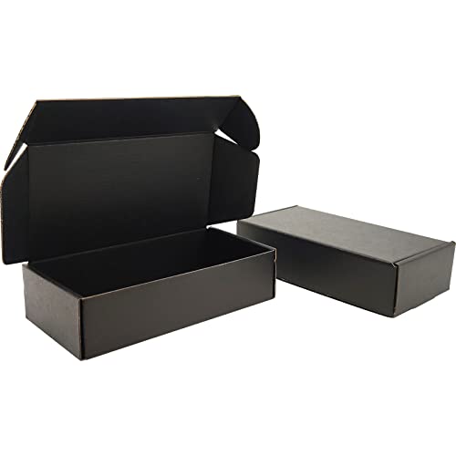 SENIAOAI Small 8x4x2 Black Shipping Boxes for Packaging Small Business Set of 25 Mailer Corruagated Cardboard Boxes for Sh...