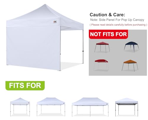 ABCCANOPY Instant Canopy SunWall 10x10 FT, 1 Pack Sidewall Only, No Frame or Top, White