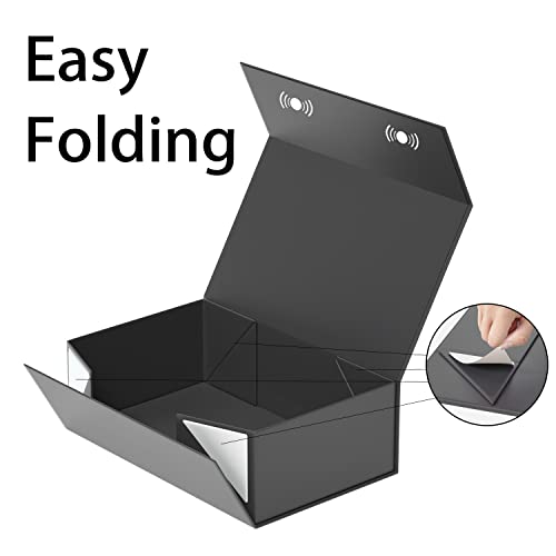 RYDDOY 5 Pack Black Gift Box, 9.5x6x3'' Gift boxes for Presents with Lids Magnetic Closure Rectangle Collapsible for Groom...