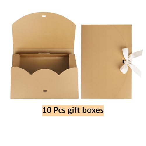 10Pcs Gift Boxes with Ribbon Bowknot Kraft Paper Gift Bag Envelope Wrapping Box Scarf Lingerie Necklace Shirt Gift Packagi...