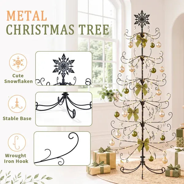6ft Black PVC Iron Christmas Tree With Snowflake Top (Accessories Not Included) - Everyday Decor Tree