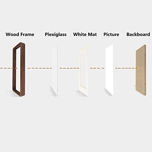 Natural Wood Photo Frames Inspired Tabletop Picture Frame with Mat, Vertical or Horizontal Display (Walnut, 5x7 matted to ...