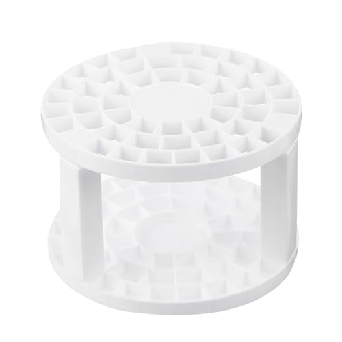 PATIKIL 1pcs White Minimalist Plastic Paint Brush Holder, 49 Holes Round Artist Desk Makeup Pencil Organizer