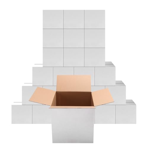 PETAFLOP 8x8x8 Shipping Boxes Set of 25, Small White Cardboard Mailer Box for Packing, Mailing, Business