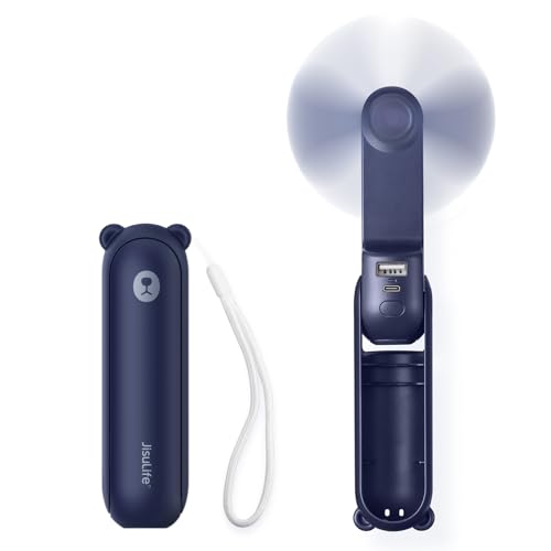 JISULIFE 3 IN 1 Handheld Mini Fan - Portable Fan & Power Bank & Flashlight, 19H Max Cooling, USB Rechargeable, Pocket-Size...