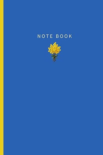 Yellow Mimosa: Flower Oil Painting Notebook: 100 Lined Pages, 6x9 inch, Aesthetic Blue & Yellow Fine Art Journal for Writi...