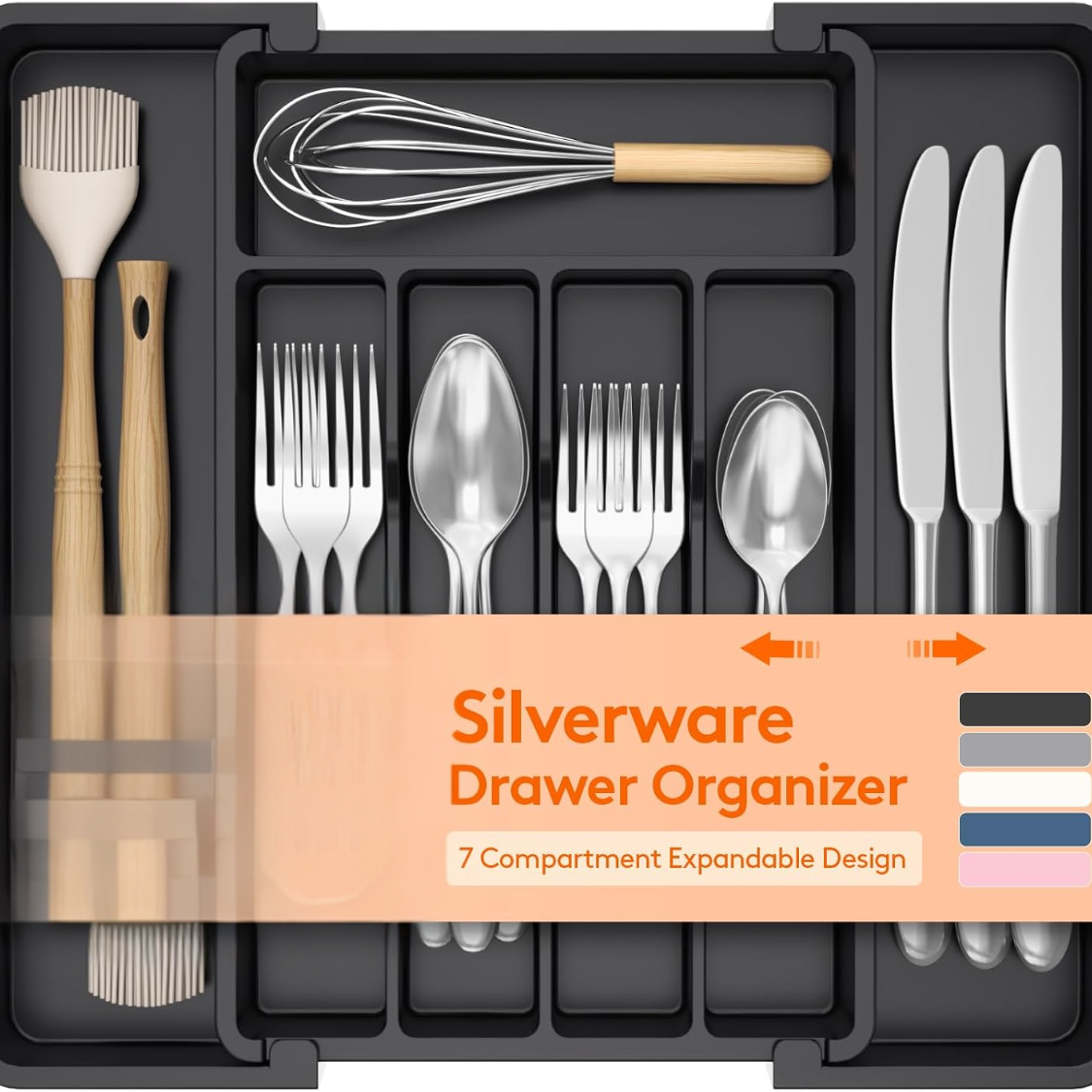 Expandable Silverware Drawer Organizer Kitchen Utensil Tray Adjustable Cutlery Storage Organizer For Forks Spoons Knives And Kitchen Tools