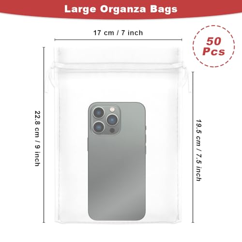 Organza Bags 7x9 inch - Large Mesh Bags Drawstring Organza Gift Bags Jewelry Pouch for Wedding Mother's Day Baby Shower Pa...