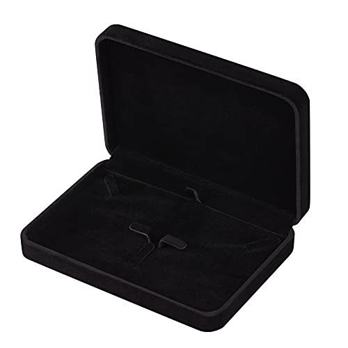 LETURE Large Velvet Jewelry Set Box, Big Ring Earring Pendant Gift Box, Pearl/Chunky Necklace Jewelry Storage Case (Black)