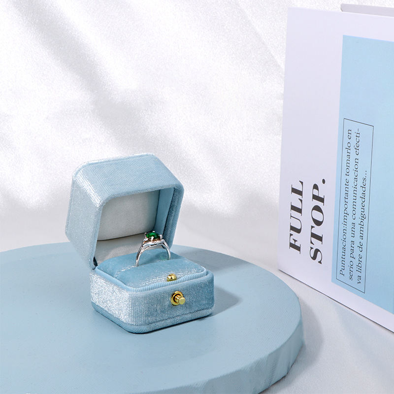 Korean-style Velvet Ring Box With Hidden Buttons Square Shape