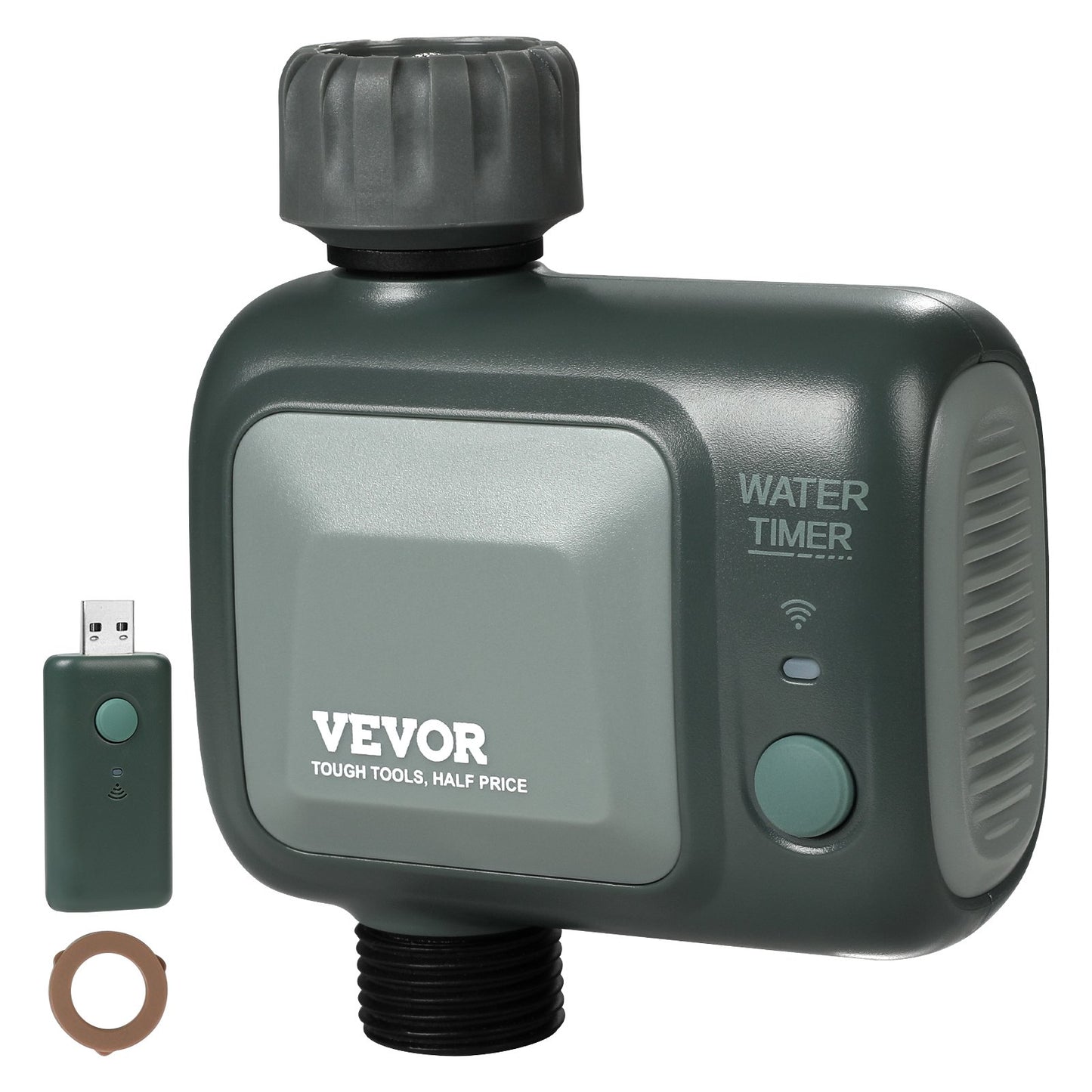 VEVOR WiFi Sprinkler Timer, Single Outlet, Smart Hose Faucet Water Timer With Brass Inlet, APP Control Via 2.4Ghz WiFi Or Bluetooth, Voice Control With Alexa Google Assistant, IPX6 For Yard Watering