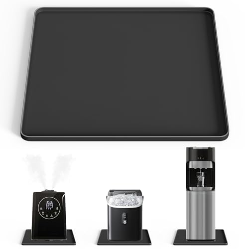 BELOCHU Water Cooler Mat 19.7x19.7 Inch - Soft Silicone Mat with Raised Edges, Waterproof Silicone Tray to Prevent Leak & ...