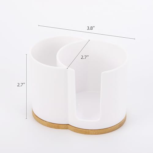 Tbestmax Qtip Dispenser 2-Grid Cotton Ball , Swab, Round Pads Holder for Bathroom Container Organizer, Plastic, White