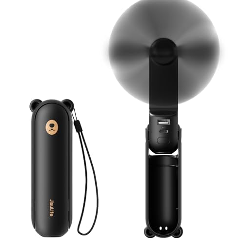 JISULIFE Handheld Mini Fan, 3 IN 1 USB Rechargeable Portable Fan [12-19 Working Hours] with Power Bank, Flashlight, Pocket...