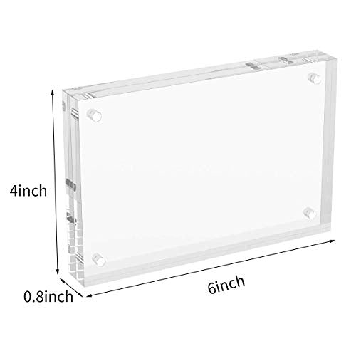 AITEE 4x6 Acrylic Picture Frames 3 Pack, 20% Thicker Block, Clear Picture Frames Freestanding Double Sided Magnetic Acryli...