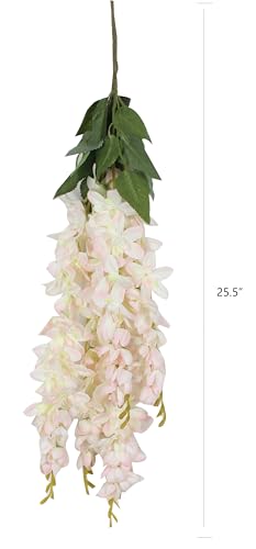 Duovlo Silk Wisteria Flower Artificial 2.13 Feet Hanging Wisteria Vine Fake Flower Bush String Home Party Wedding Decorati...