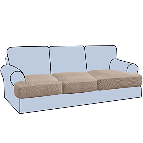 H.VERSAILTEX Stretch 3 Piece T Cushion Sofa Slipcovers Individually Sofa Cushion Covers for 3 Cushion Couch Sofa Seat Cush...