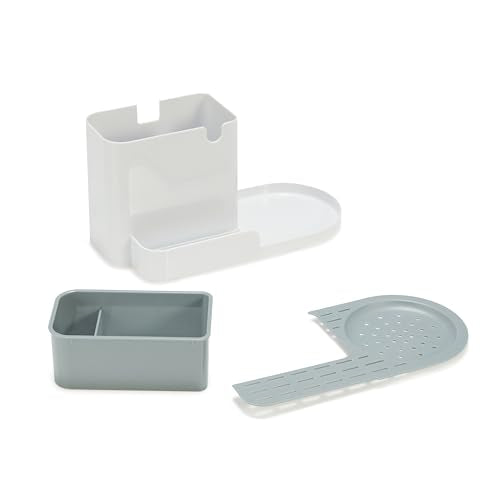 Amazon Basics Kitchen Sink Caddy Organizer for Sponge and Brush Storage, Large, White