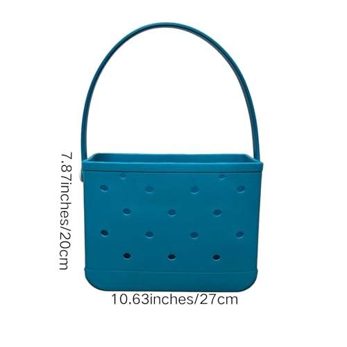 Lopqix Small Rubber Beach Tote Bag, Open Top Portable Outdoor Travel Bag for Beach Picnic Pool Outings