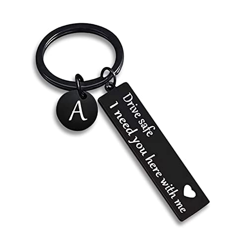 VICKHU drive safe keychain for boyfriend,26-letter keychain,gifts for boyfriend on birthday christmas valentines day
