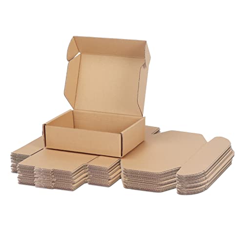 PHAREGE 7x5x2 inch Shipping Boxes Bulk 25 Pack Brown, Tab Lock Tuck Top Mailer Boxes for Packaging Small Business, Small C...