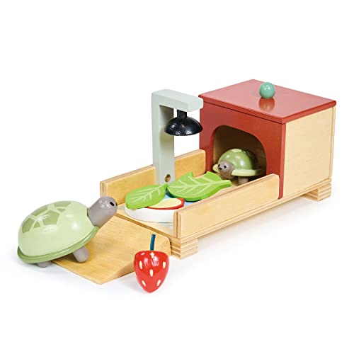 Tender Leaf Toys - Tortoise Pet Set - 10 Piece Wooden Animal Play Set with Mummy and Baby Tortoise, House, and Food - Grea...