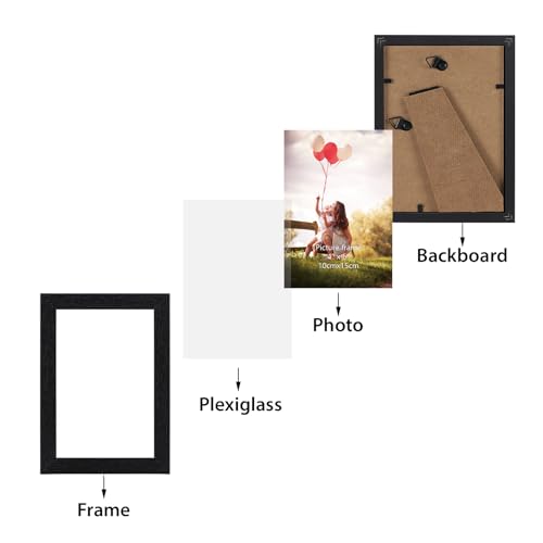 HORLIMER 4x6 Picture Frame Set of 15, Black Picture Frames Display 4 by 6 Photo for Wall or Tabletop