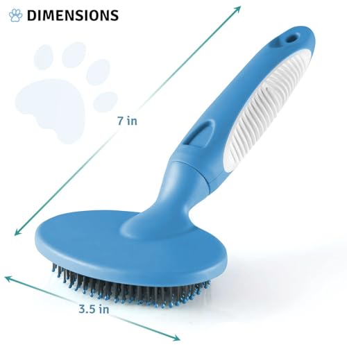 Round Bristle Pet Brush for Dogs and Cats - Soft Dog Brush for Grooming Short or Long Hair - Gentle Tool for Sensitive Ski...