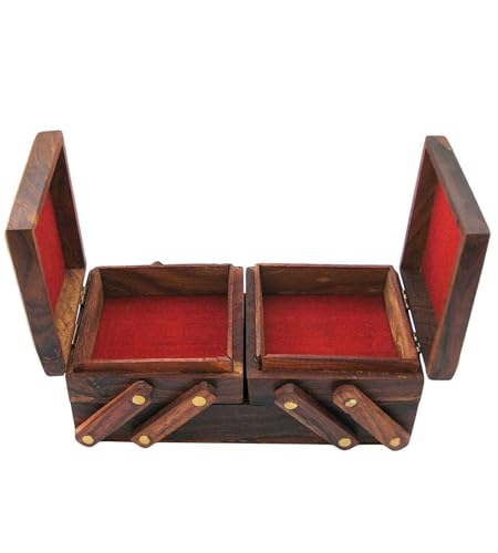 ZYNTIX Wooden Jewelry Organizer - 3 in 1 Jewelry Box with Multiple Compartments for Rings, Necklaces, Earrings - Elegant D...