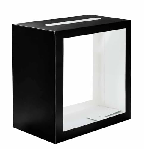 SietDESEO Black Card Box for Party with Clear Window Large Gift Card Box Holder for Wedding Reception Birthday Graduation ...