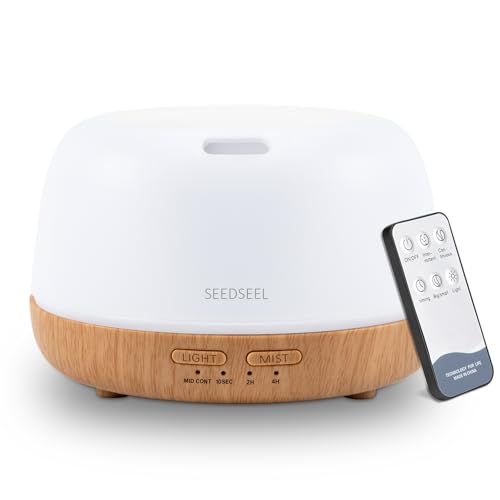 SEEDSEEL 300ML Essential Oil Diffuser with 7-Color LED Lights and Remote Control, Modern Minimalist Design, High-Efficienc...