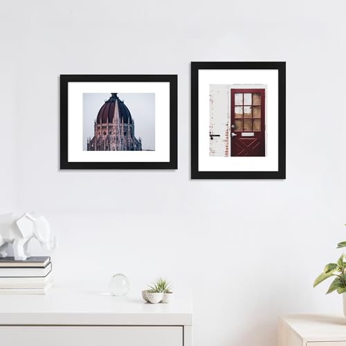 SZYUU 11x14 Picture Frame Set of 4, High Definition Real Glass, Display Pictures 8x10 with Mat or 11x14 Without Mat, Galle...