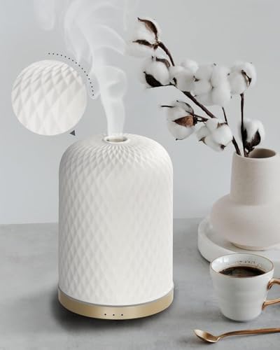 Onaboviva Essential Oil Diffuser - 2.4MHz Ultrasonic Ceramic Diffuser for Home, 110ml, 1/2/3H Mist Timer, Silent (≤25dB), ...
