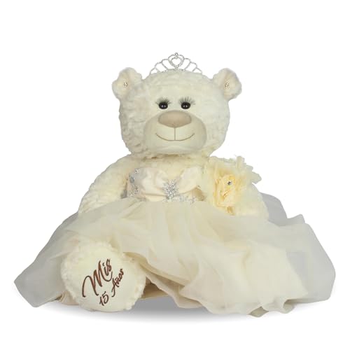 KINNEX COLLECTIONS SINCE 1997 Large 20” Quinceañera Teddy Bear Centerpiece – Elegant Dress, Oversized Keepsake Gift for 15...